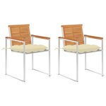 vidaXL Chaises de jardin avec coussins lot de 2 Acacia solide et acier
