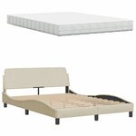 vidaXL Lit avec matelas Hanko crème 140x190 cm tissu