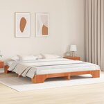 vidaXL Cadre de lit Brun cire 200 x 200 cm Pin massif