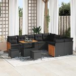 vidaXL Ensemble de canapé de jardin 12 Pièces Noir 90 x 55 x 71 cm