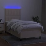 vidaXL Sommier à lattes de lit et matelas et LED Crème 80x200cm Tissu