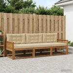 vidaXL Ensemble de canapés d'extérieur 3 Pièces Naturel et Beige