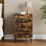 vidaXL Cabinet de chevet avec tiroir Chêne fumé 43 x 41 x 66 5 cm