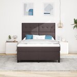vidaXL Lit à ressort avec matelas marron foncé 140x190 cm tissu