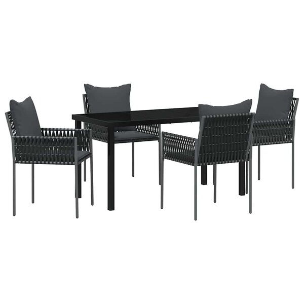 vidaXL Ensemble de salle à manger pour jardin 5 Pièces Noir Poly rotin