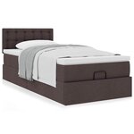 vidaXL Cadre de lit ottoman avec matelas marron foncé 90x190 cm tissu