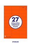 100 planches A4 - 27 étiquettes 70 MM x 31 MM autocollantes fluo orange par planche pour tous types imprimantes - Jet d'encre/laser/photocopieuse
