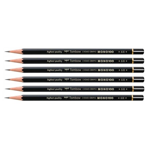 Crayon Graphite Haute Qualité MONO 100 5H x 6 TOMBOW