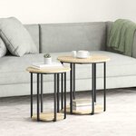 vidaXL Ensemble de tables d'appoint 2 Pièces Chêne Sonoma et noir