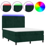 vidaXL Sommier à lattes de lit matelas et LED Vert foncé 140x190 cm