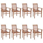 vidaXL Chaises à dîner 8Pièces avec coussins bordeaux Bois de teck solide