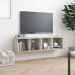 Vidaxl bibliothèque/meuble tv blanc et chêne sonoma 143 x 30 x 36 cm