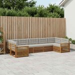 vidaXL Ensemble de canapés d'extérieur 7 Pièces Naturel et gris clair