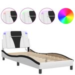 vidaXL Cadre de lit avec lumières LED blanc noir 90x200 cm similicuir