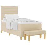 vidaXL Lit à ressorts avec tête de lit Crème 200 x 90 cm tissu