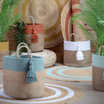 Panier beige et brique en jute et coton maori