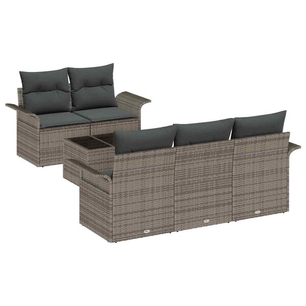 vidaXL Ensemble de canapé de jardin 6 Pièces Gris Poly rotin