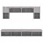 vidaXL Unités murales TV avec LED 6 Pièces gris sonoma bois d'ingénierie