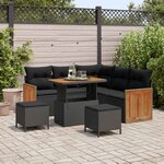 vidaXL Ensemble de canapé de jardin avec coussin 8 Pièces Noir