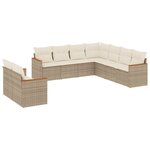vidaXL Salon de jardin avec coussins 9 Pièces beige résine tressée