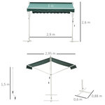 Store double pente manuel rétractable inclinaison réglable métal polyester imperméabilisé 3L x 2 95l x 2 6H m vert