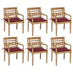 vidaXL Chaises Batavia avec coussins lot de 6 Bois de teck solide