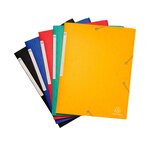 Chemises À Élastiques Carte Lustrée 3 Rabats Monobloc - Couleurs Assorties - X 50 - Exacompta