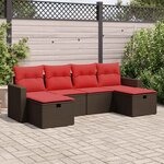 vidaXL Salon de jardin avec coussins 6 Pièces marron résine tressée