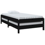 vidaXL Lit empilable sans matelas noir 75x190 cm bois de pin massif