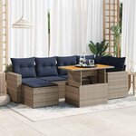 vidaXL Salon de jardin avec coussins 7 Pièces gris résine tressée