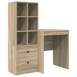vidaXL Bureau avec tiroir avec étagère 2 Pièces Chêne Sonoma