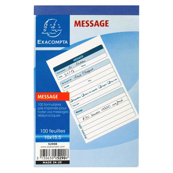 Carnet 10x16cm - Messages Téléphones (1 À La Page) - 100 Feuilles - X 20 - Exacompta