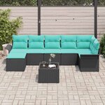 vidaXL Ensemble de canapé de jardin avec stockage 8 Pièces Noir polyrotin