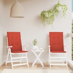 vidaXL Coussins de chaise à dossier haut lot de 2 rouge mélangé tissu