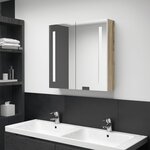 Vidaxl armoire de salle de bain à miroir led blanc et chêne 62x14x60cm