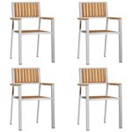 vidaXL Chaise de jardin 4 pc Bois de teck massif et acier inoxydable
