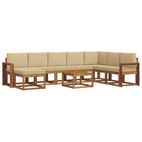 vidaXL Ensemble de canapés d'extérieur 9 Pièces Naturel et Beige
