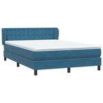 vidaXL Sommier à lattes de lit et matelas bleu foncé 140x210cm velours