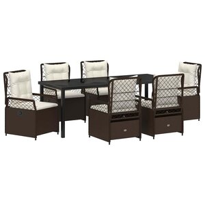 vidaXL Ensemble de salle à manger pour jardin 7 pc Marron polyrotin