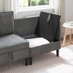 vidaXL Sofa avec rangement Gris foncé Velours