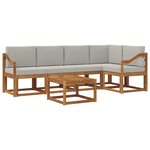 vidaXL Ensemble de canapés d'extérieur 6 pc Gris Naturel et Clair
