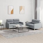 vidaXL Ensemble de canapés 2 Pièces avec coussins Gris clair Tissu