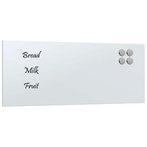 vidaXL Tableau noir magnétique mural Blanc 50x20 cm Verre trempé