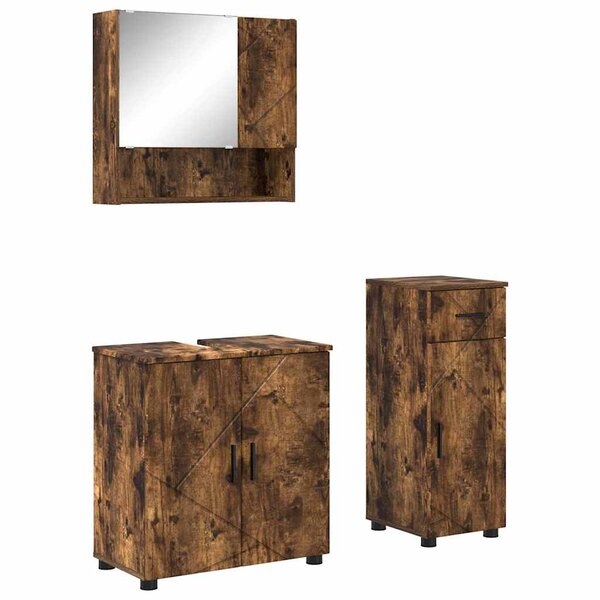 vidaXL Ensemble de mobilier de salle de bain 3 Pièces Chêne fumé