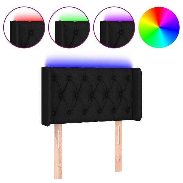 vidaXL Tête de lit à LED Noir 83x16x78/88 cm Tissu