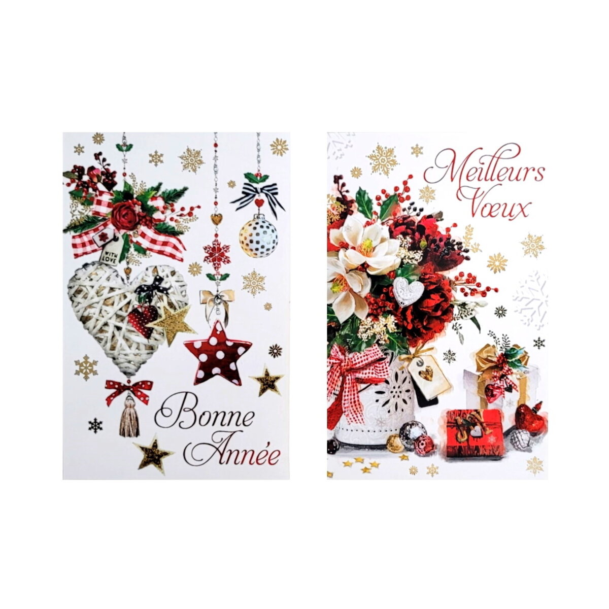 Lot de 6 cartes de vœux avec enveloppe belle année