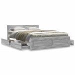 vidaXL Cadre de lit et tête de lit sans matelas sonoma gris 120x200 cm