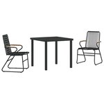 vidaXL Ensemble de salle à manger pour jardin 3 Pièces Noir Rattan PVC