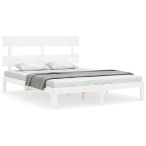 vidaXL Cadre de lit sans matelas blanc 160x200 cm bois de pin massif