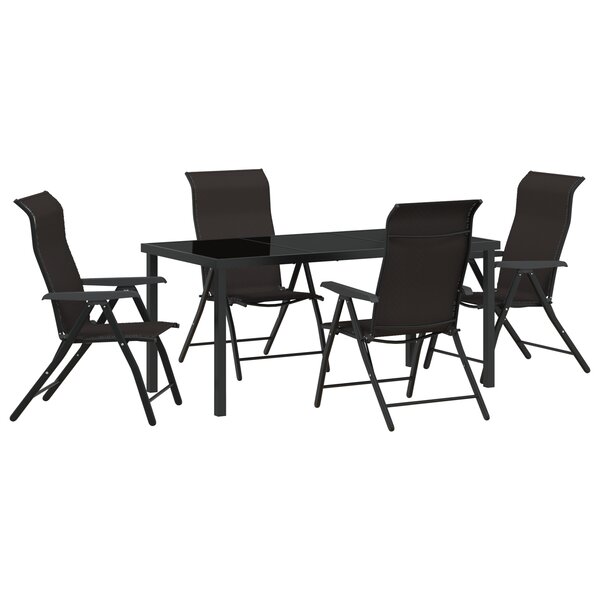 vidaXL Ensemble de repas de jardin 5 pièces en poly rattan noir